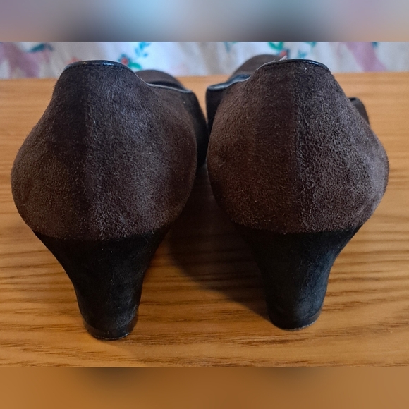 Vintage Salvatore Ferragamo Brown Suede Boho Wedge Heel Shoe SZ 5.5B - Picture 5 of 9